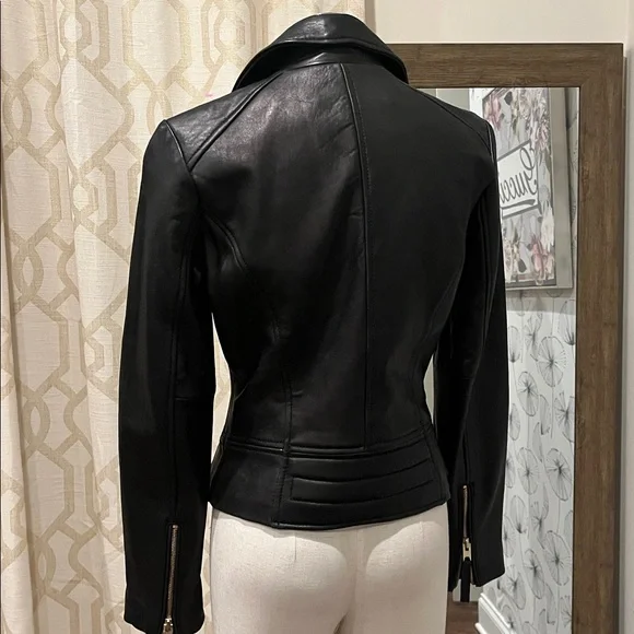 Michael Kors leather XS Women's Black Leather Jacket - Picture 4 of 4